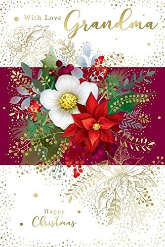 Grandma Christmas Card  Poinsettia Flower Design Lovely Verse