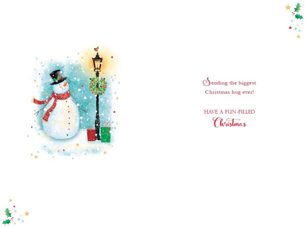 Friend Christmas Card Modern Cute Snowman Lampost Gifts 9" x 6" Lovely Verse