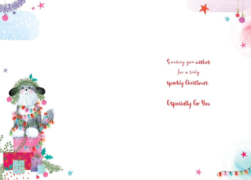 Granddaughter Christmas Card Modern Cute Dog Gifts  7.5" x 5" Lovely Verse