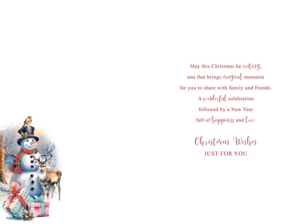 Christmas Card To Special Granddaughter Large Snowman Deer 15x23cm