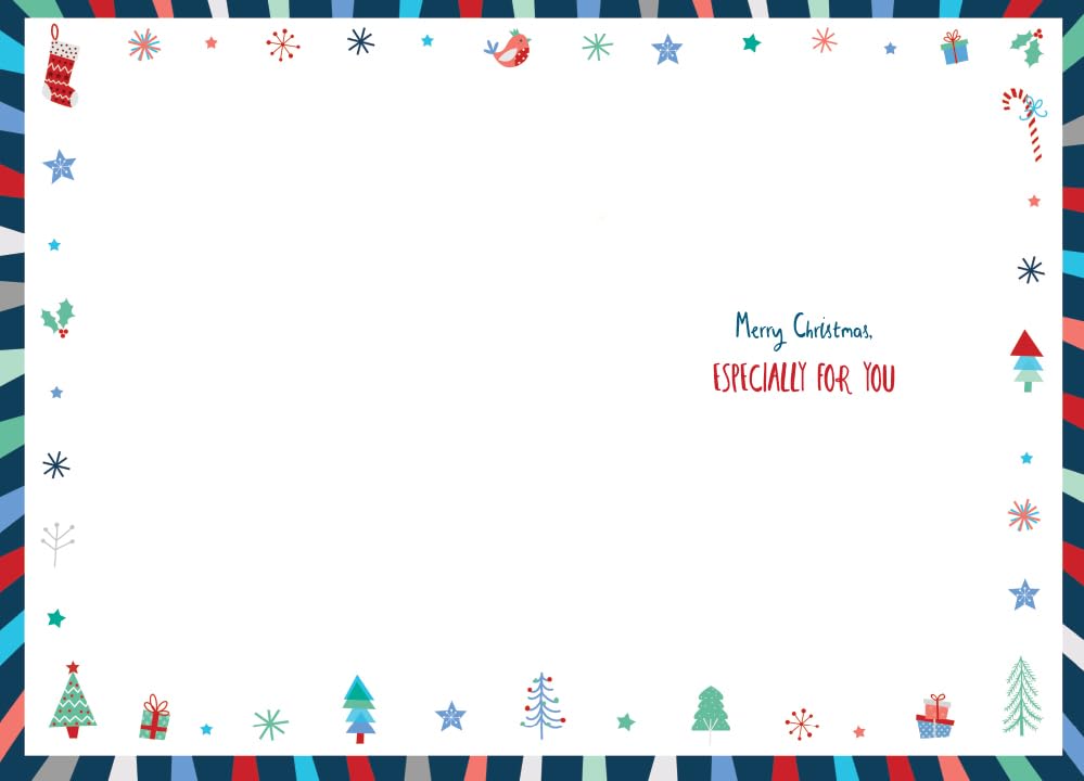 Open Christmas Card Happy Christmas Holly Tree 7.5" x 5" Lovely Verse