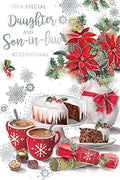 Daughter & Son In Law Christmas Card Cake & Hot Chocolate Design Lovely Verse