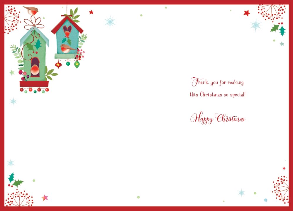 Special Neighbours Christmas Card Modern Bird House 7.5" x 5" Lovely Verse