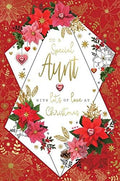 Aunt Christmas Card Poinsettia Flower Design Lovely Verse