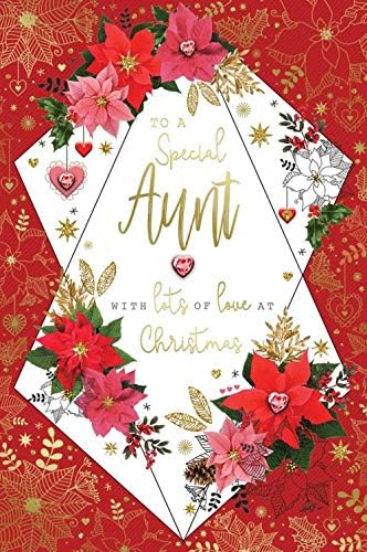 Aunt Christmas Card Poinsettia Flower Design Lovely Verse