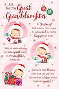 Great Granddaughter Christmas Card Cute Girl Design Lovely Verse