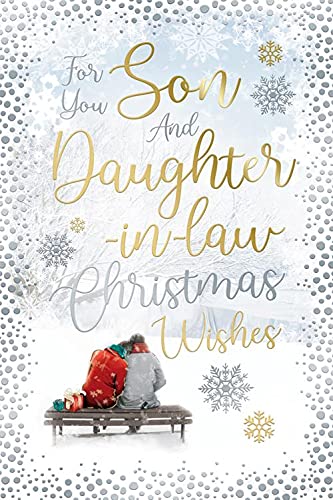 Son & Daughter In Law Christmas Card Couple Sitting On Bench Design Lovely Verse