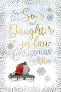 Son & Daughter In Law Christmas Card Couple Sitting On Bench Design Lovely Verse