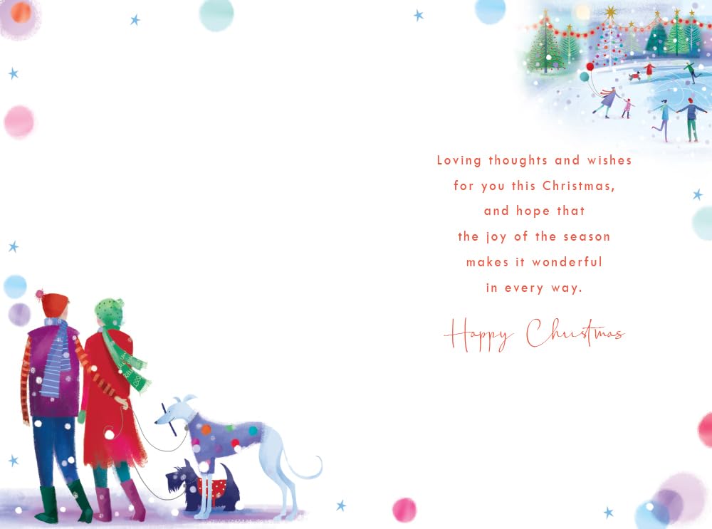 Brother & Sister in Law Christmas Card Modern Skating 9" x 6" Lovely Verse