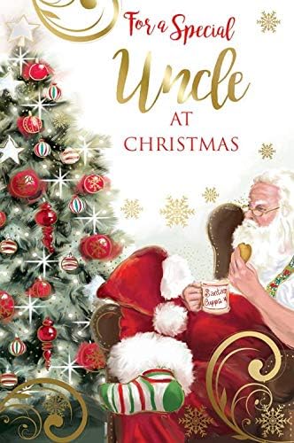Special Uncle Christmas Card Santa Relaxing Design Lovely Verse