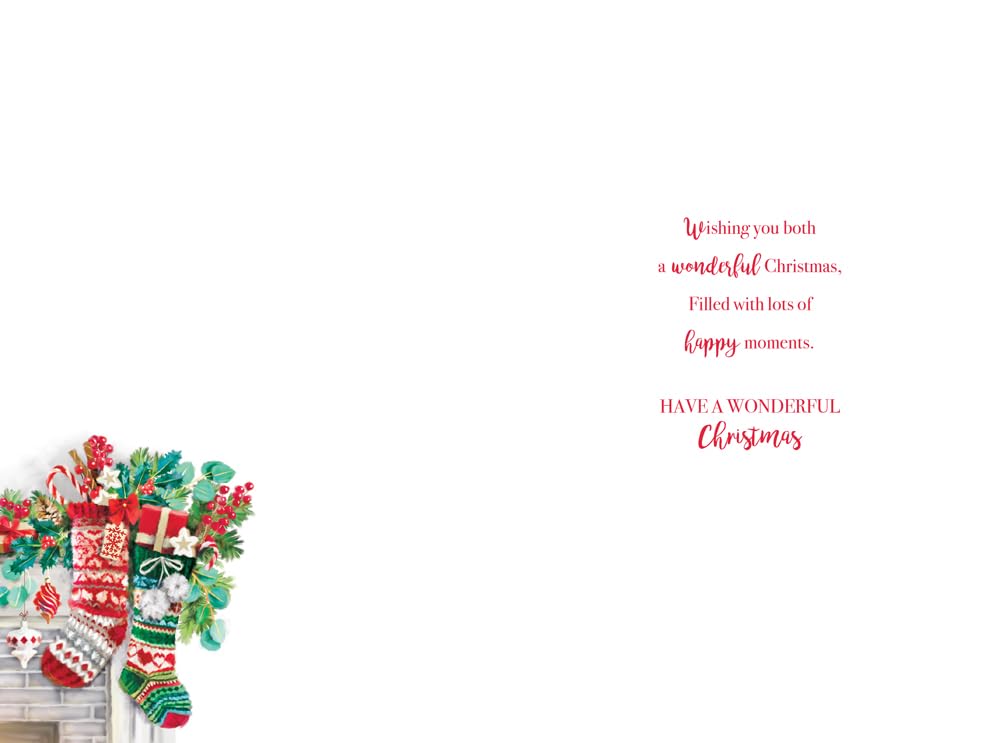 Christmas Card Special Nephew & Wife Large Festive Stockings 15x23cm