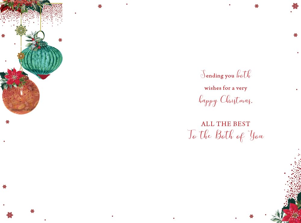 Sister & Family Christmas Card Modern Baubles 9" x 6" Lovely Verse