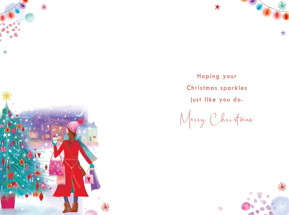 Sister Christmas Card Modern Lady Gifts Tree 9" x 6" Lovely Verse