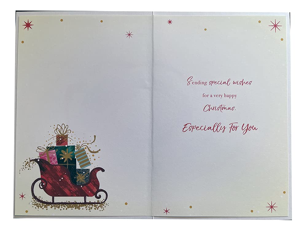 Daughter & Son In Law Christmas Card Sleigh Full Of Gifts Design Lovely Verse