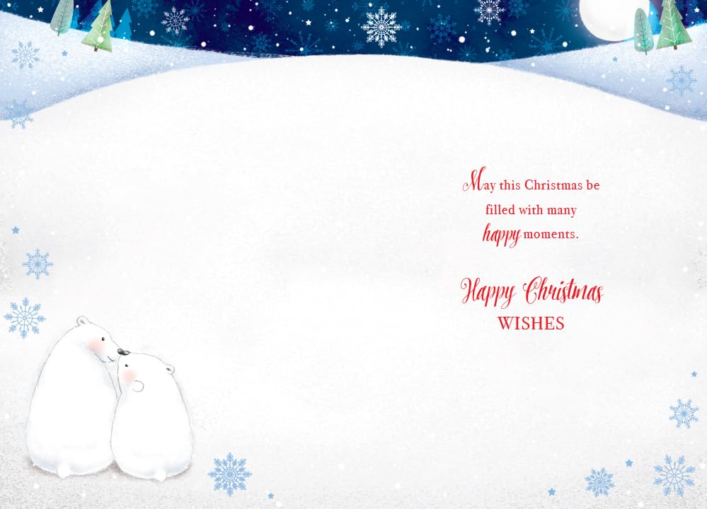 Son & Daughter in Law Christmas Card Cute Bears 7.5" x 5" Lovely Verse