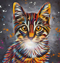 Colourful Cat Greeting Card 16cm x 16cm Blank Inside Modern Feline Design