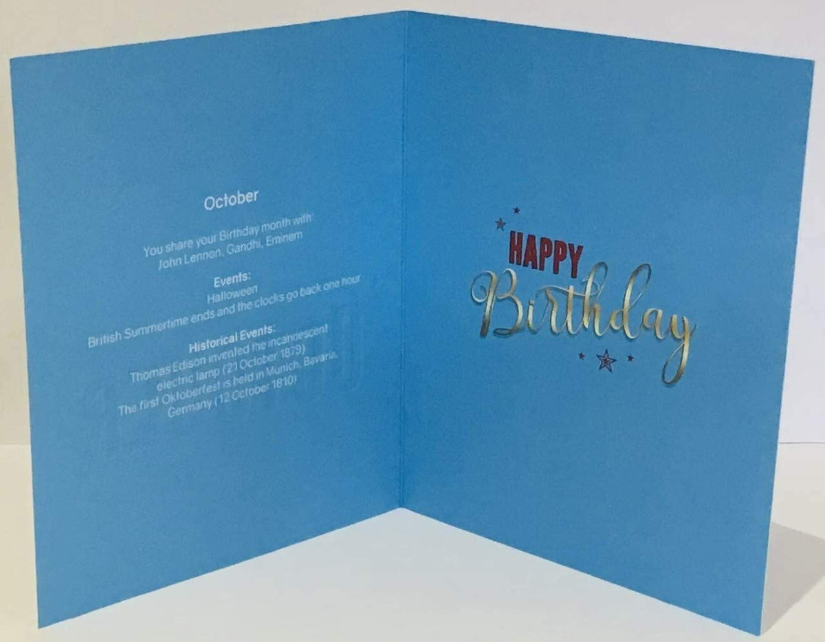 October Happy Birthday Card Cheers To The Birthday Boy In Male Lovely Verse