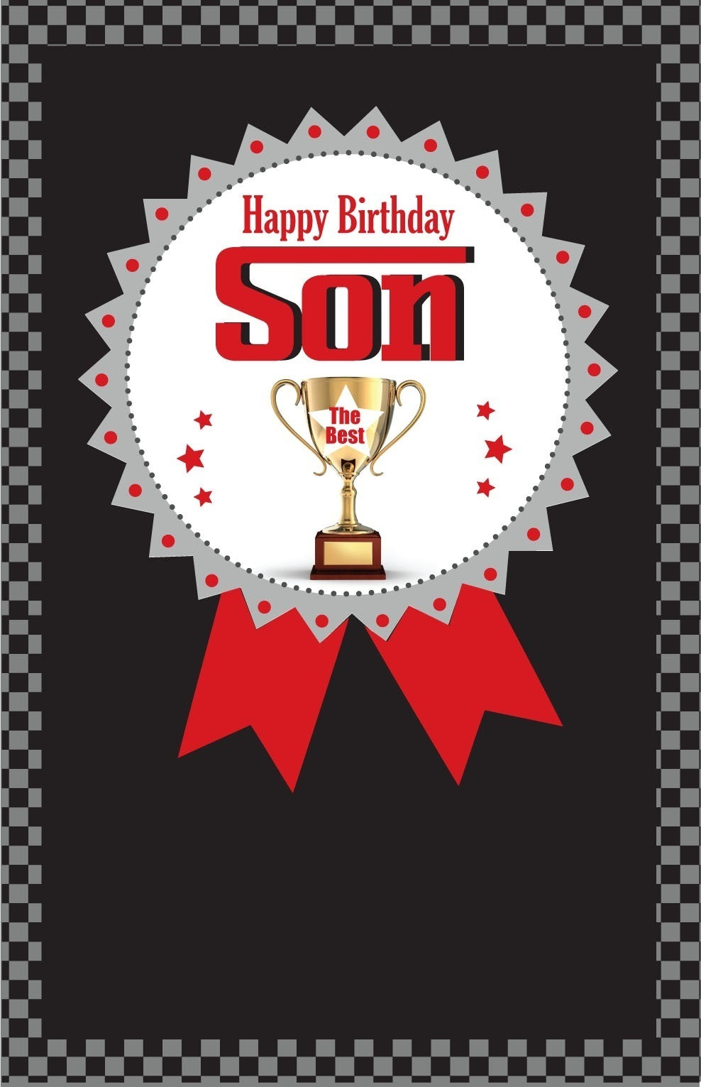 Son Happy Birthday Card The Best Trophy Rosette Design Bright Modern