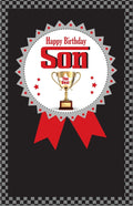 Son Happy Birthday Card The Best Trophy Rosette Design Bright Modern
