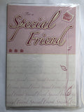 Friend Happy Birthday Card Special Pink Rose & Gliiter Words