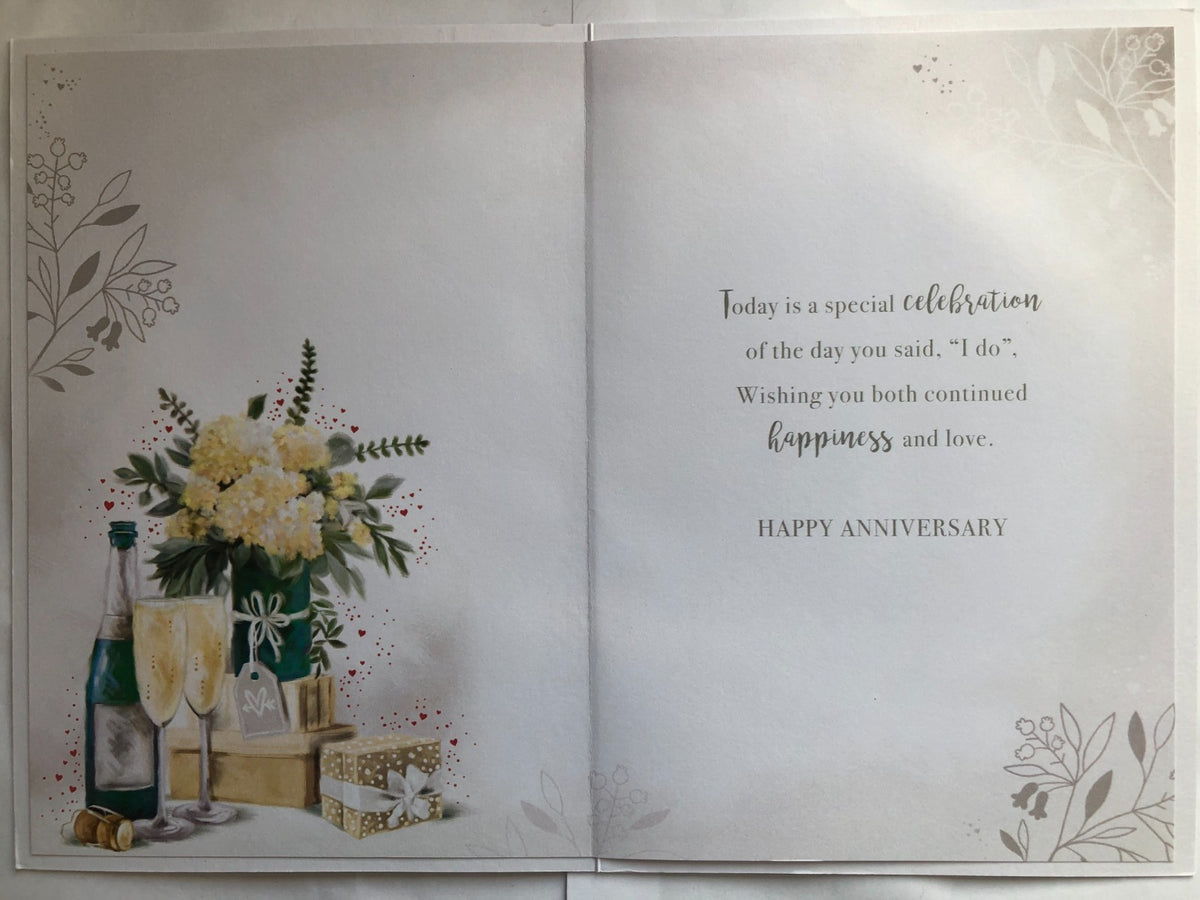 Emerald 55th Anniversary Card 13cm x 19cm Champagne & Flowers Verse Inside