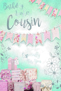 Birthday Card for Cousin 15cm x 23cm Floral & Bunting Design Verse Inside