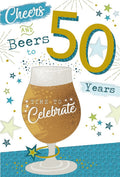 Cheers and Beers to 50 Years Birthday Card  Funny 50th Card for Him or Her