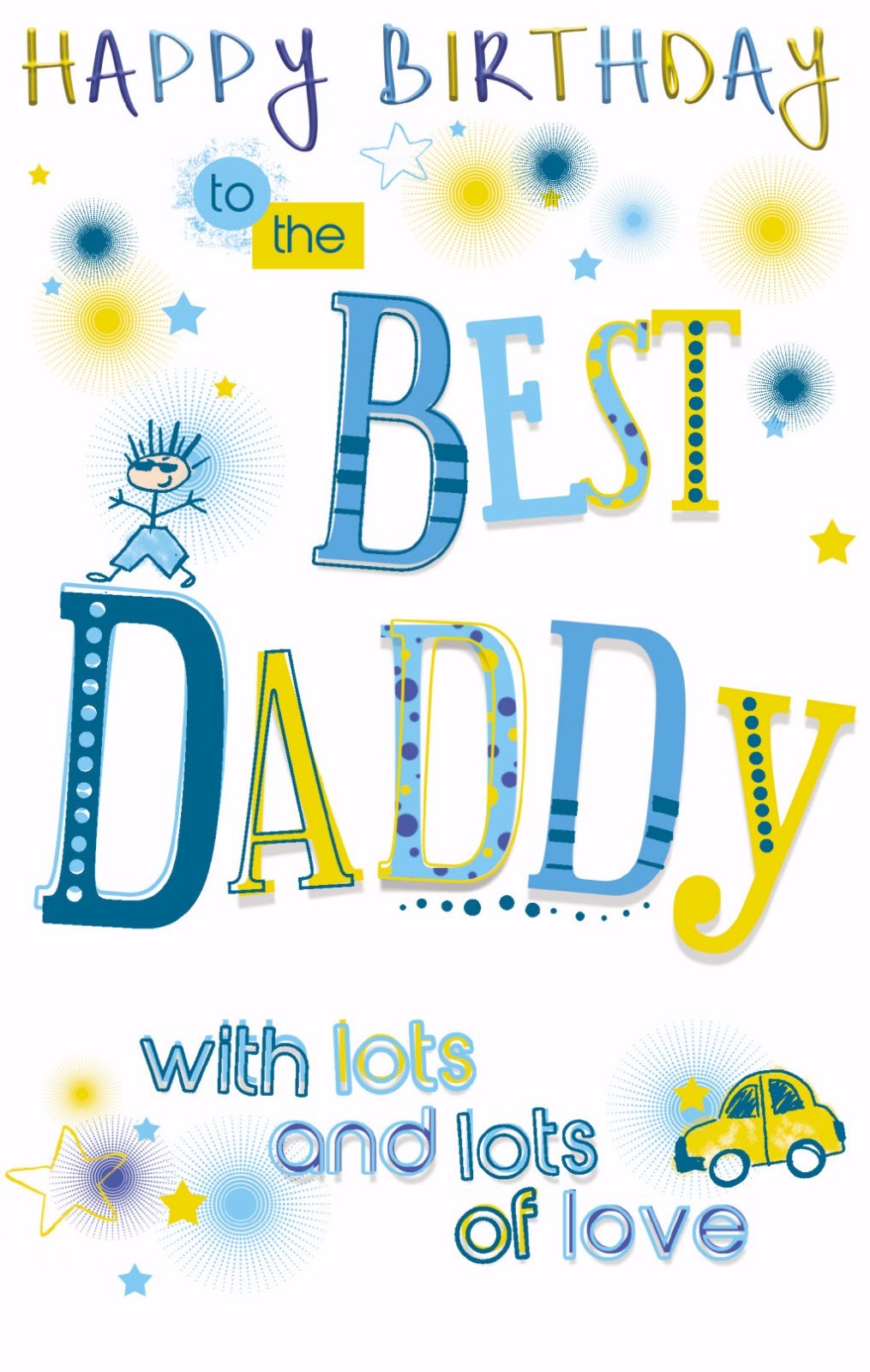 Daddy Happy Birthday Card With Lots Of Love Car Child & Star Design