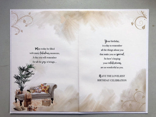 70th Mum Birthday Card 70 Chaise Lounge & Presents Design  Lovely Verse