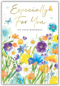 Floral Birthday Card for Her Mum Friend Sister Nan Auntie Wildflower Gold Foil