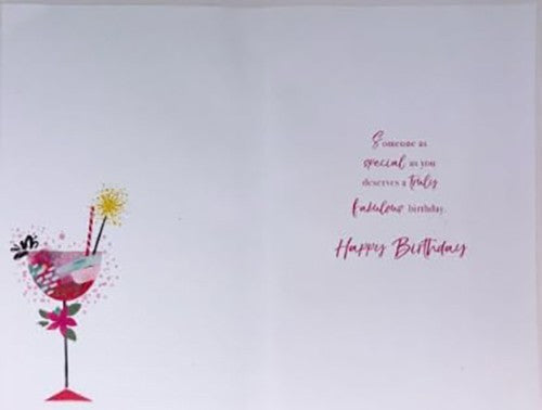 Birthday Card for Aunt Auntie  Stylish Cocktail Theme  15x23cm  Colour Insert