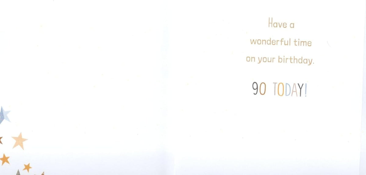 90th Birthday Card for Grandad  Star Design with Verse  15x23cm Insert