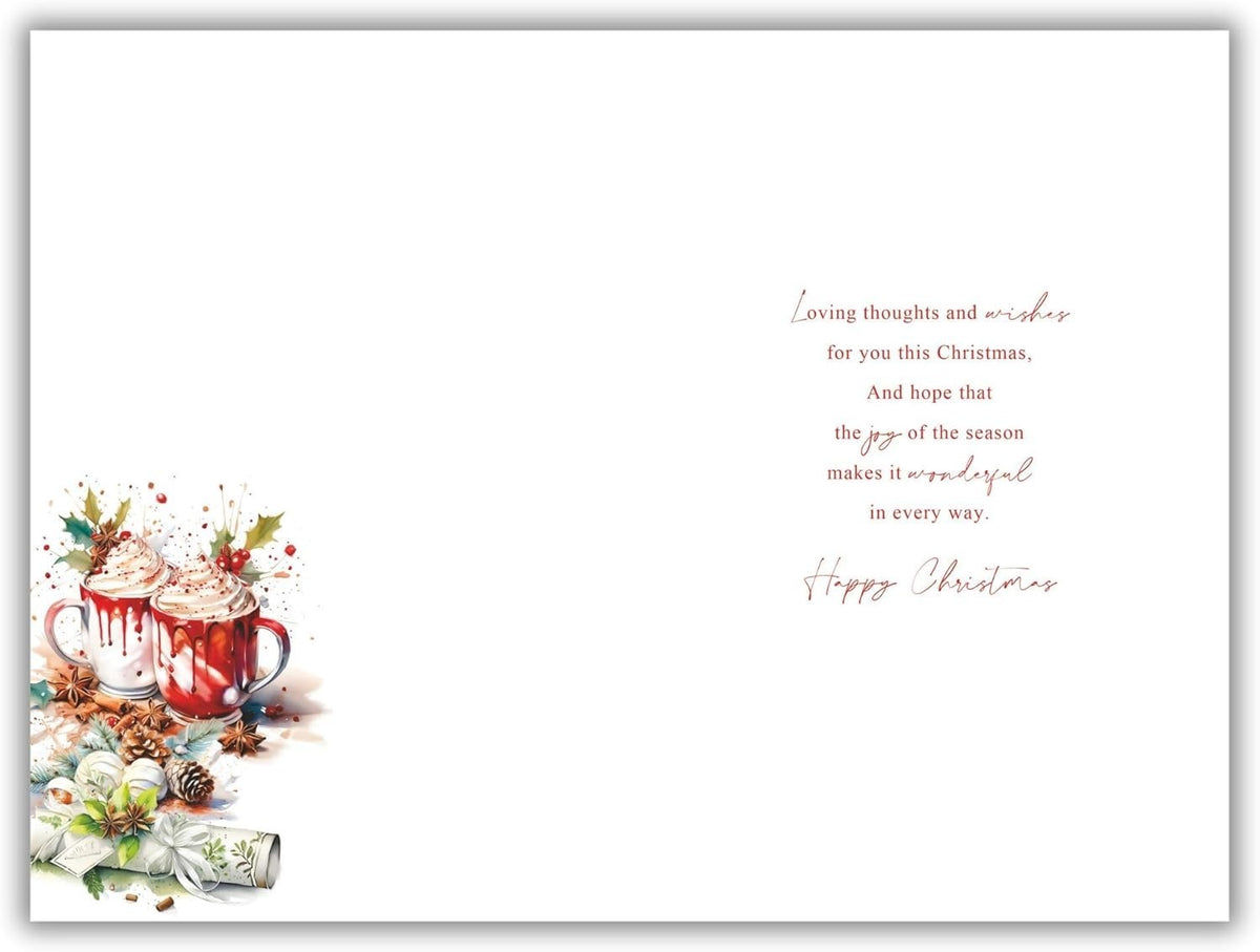 Christmas Card For Mum & Dad Large 15x23cm Festive Mugs Verse 15cm x 23cm