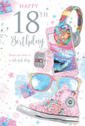 Happy 18th Birthday Card Female Foil Finish 9" x 6" Lovely Verse