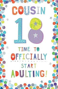 Cousin 18th Birthday Card  Colourful Milestone Design  Quality Finish  15x23cm