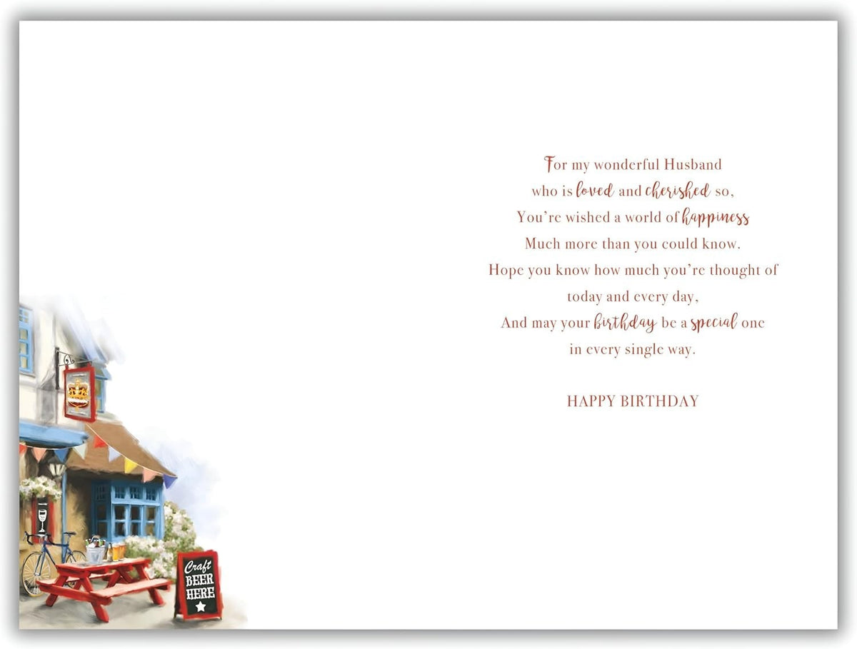 Birthday Card for Husband  Paris Caf Design  15x23cm  Colour Insert