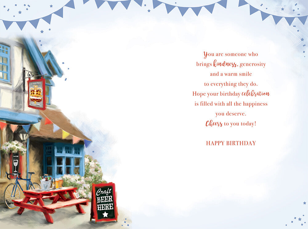 Dad Happy Birthday Card Pub Beer Garden 9" x 6"