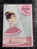 Sister Happy Birthday Card Ballerina Cat Balloons With Love