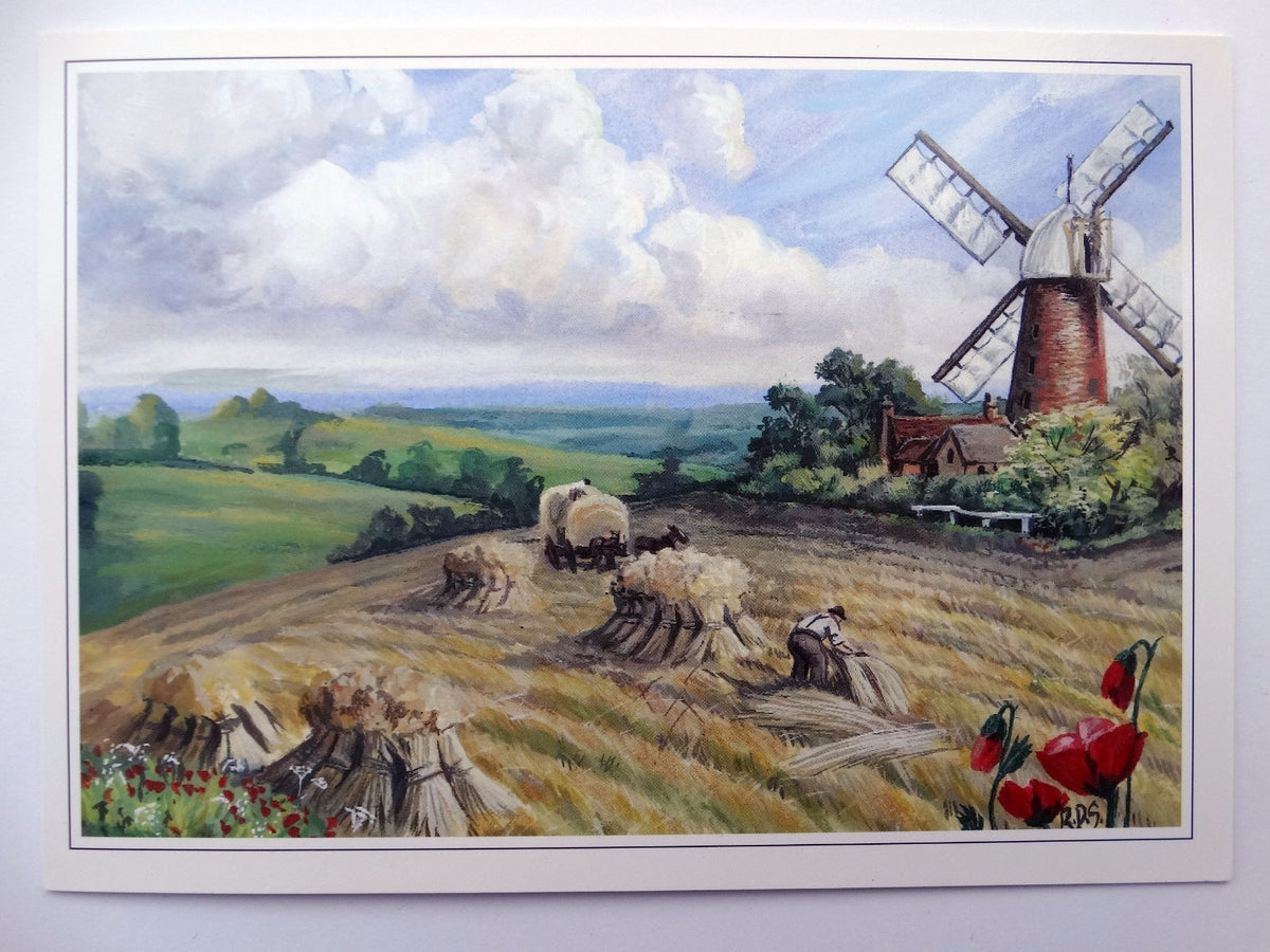 No Tractors Here Card Harvesting Windmill Design Open Blank Birthday Christmas