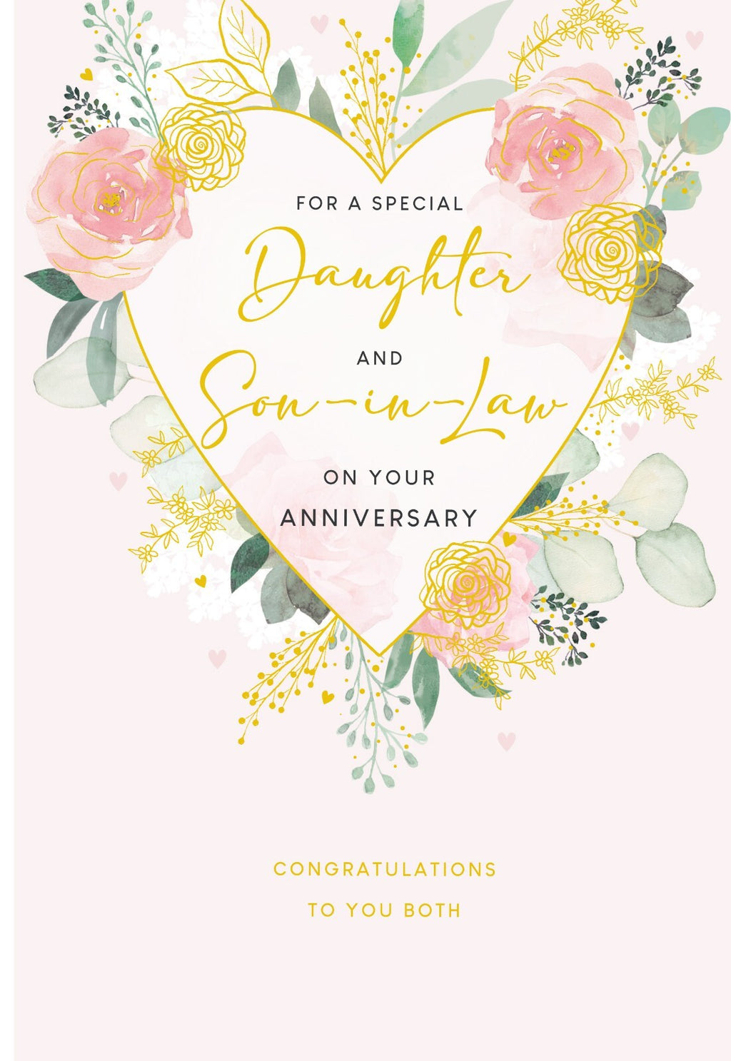 Daughter & Son in law Anniversary Card Heart Foil Finish Lovely Verse