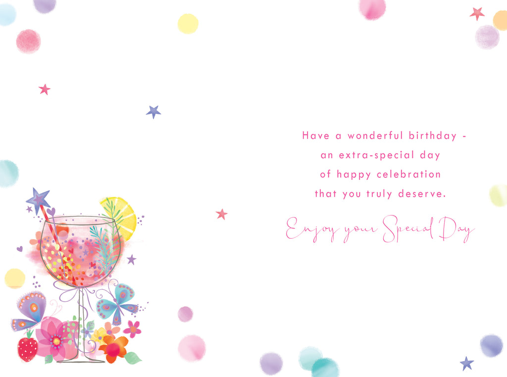 Wife 50th Birthday Card - Wonderful Wife - Vibrant Cocktail Design - Quality
