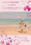 Goddaughter Happy Birthday Card A Big Wish For A Special Beach & Balloon Design