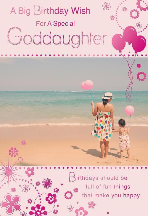 Goddaughter Happy Birthday Card A Big Wish For A Special Beach & Balloon Design