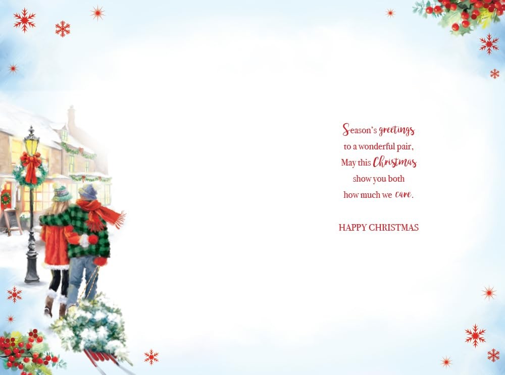 Brother & Sister in Law Christmas Card Couple Cuddling 9" x 6" Lovely Verse