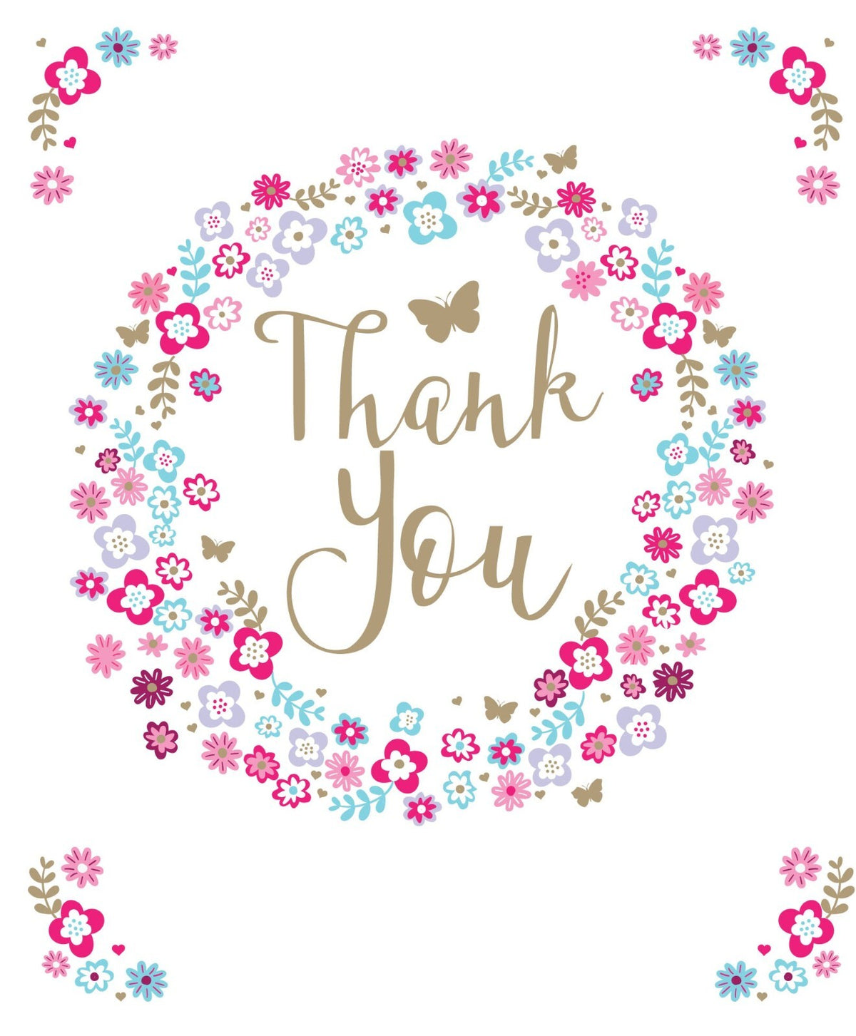 Thank You Card Thankyou Flowers & Word Design Bright Modern Greeting