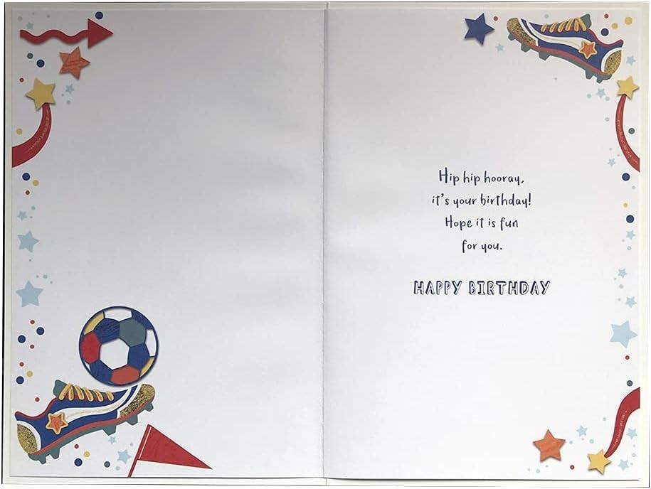 7th Birthday Card for Son 15cm x 23cm Football Design Printed Verse