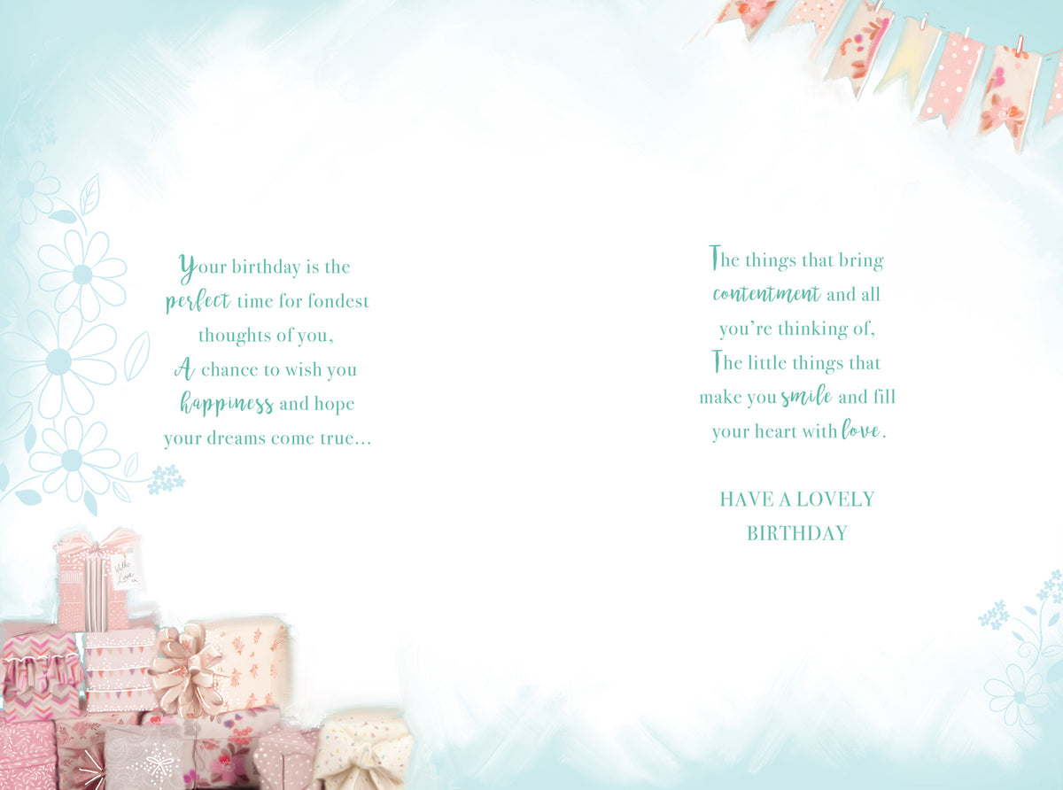 Granddaughter 13th Birthday Card - Pastel Bunting & Gifts Design, Girl