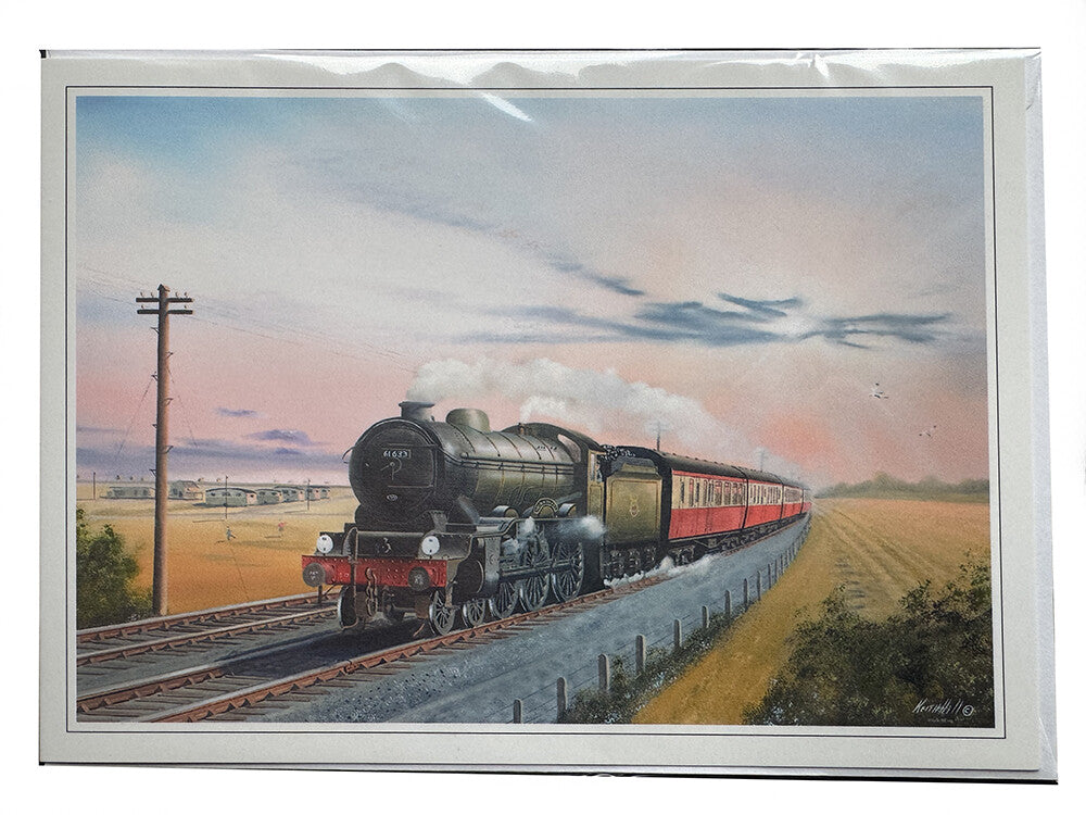 B17 Class Locomotive Train Carriages Open Birthday Christmas Card