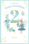 Great Grandson 2nd Birthday Card Age 2 Acorn Pixie 9" x 6" Lovely Verse