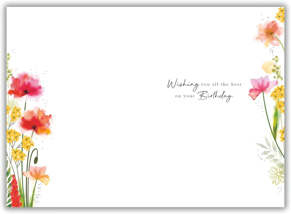 Floral Birthday Card for Her Mum Friend Wife Beautiful Garden Poppies Gold Foil